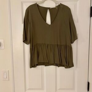 On The Road Olive Blouse with V-Neck